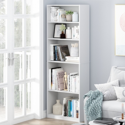 Furinno JAYA 5-Shelf Bookcase, White