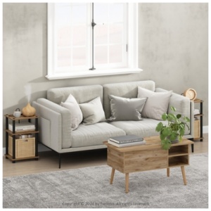 Furinno Just 3-Tier Turn-N-Tube with USB Port End Table (Set of 2), Flagstaff Oak