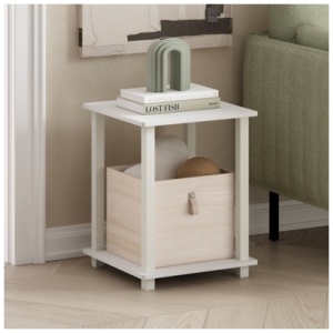 Furinno Simplistic End Tables (Set of 2), White/White