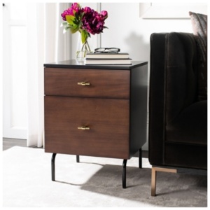 Genevieve 2 Drawer Nightstand, Walnut/Black