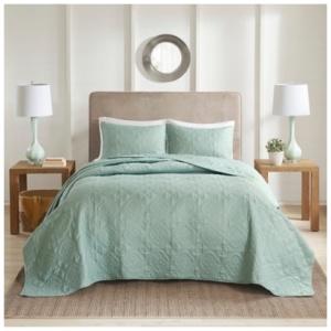 Glen 3 Piece Reversible King/California King Bedspread Set, Seafoam
