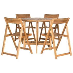 Halsted Outdoor Table and 4 Chairs (Set of 5) , Teak