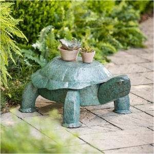 Handmade Colorful Painted Turtle Metal Side Table