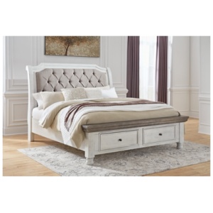 Havalance King Sleigh Bed with Storage, White/Gray