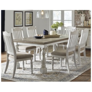 Havalance Rectangular Dining Table, White/Gray, Wood