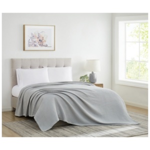 Heritage Cotton Waffle Twin Blanket, Gray