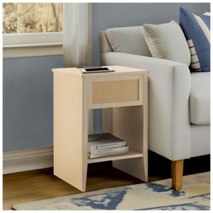 INK+IVY Lennox End Table with USB Charging, Natural