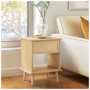 INK+IVY Teagan End Table with USB Charging, Natural