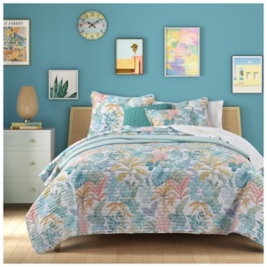 J. Queen Bold Bahama King/California King 3 Piece Quilt Set, Aqua