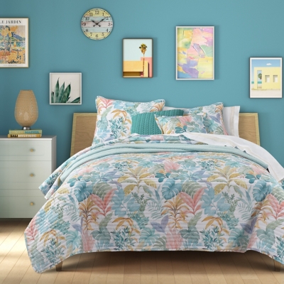 J. Queen Bold Bahama King/California King 3 Piece Quilt Set, Aqua
