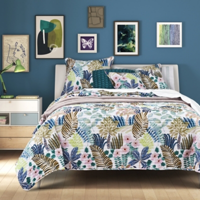 J. Queen Bold Rainforest King/California King 3 Piece Quilt Set, Teal