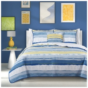 J. Queen Bold Seashore King/California King 3 Piece Quilt Set, Blue