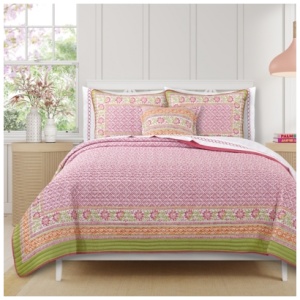 J. Queen Bold Shiloh King/California King 3 Piece Quilt Set, Pink