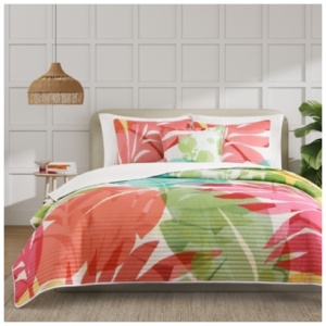 J. Queen Bold Tiki 3 Piece King/Cal King Quilt Set, Fuchsia
