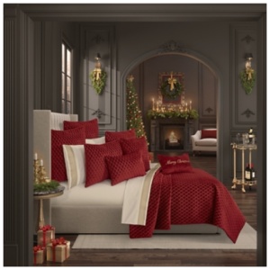 J. Queen New York Grandeur Crimson King/Cal King 3Pc. Quilt Set