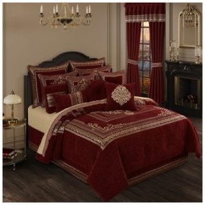 J. Queen New York Laurenza California King 4 Piece Comforter Set, Crimson