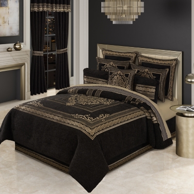 J. Queen New York Laurenza King 4 Piece Comforter Set, Black