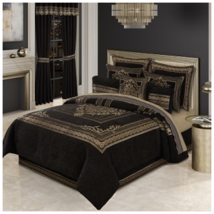 J. Queen New York Laurenza Queen 4 Piece Comforter Set, Black