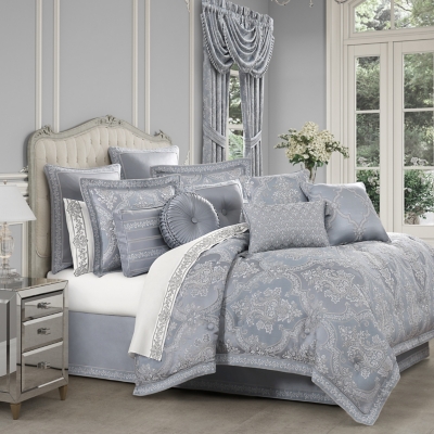 J. Queen New York Sondra California King 4 Piece Comforter Set, Powder Blue