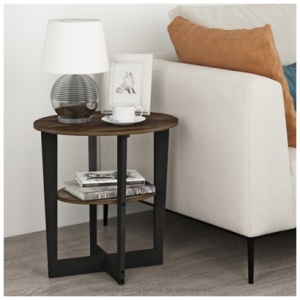 JAYA Oval End Table, Columbia Walnut/Black