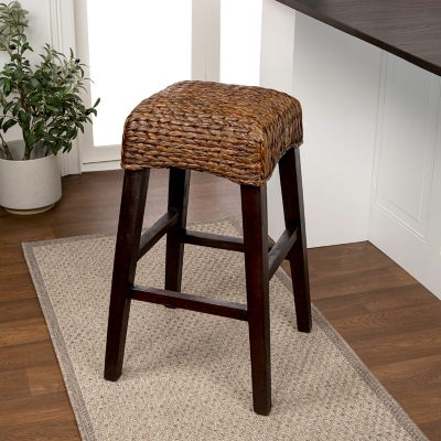 JONATHAN Y Maui Bar Height Bar Stool, Dark Brown
