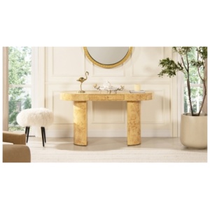 Jesse 55.5" Oval Computer Desk, Warm Natural Brown