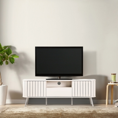 Jonathan Y Damien 70" TV Stand with Drawer and Storage, Off White