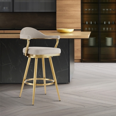 Justin Swivel Bar Height Bar Stool, Taupe