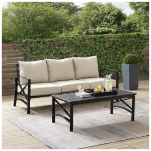 Kaplan Outdoor Sofa and Coffee Table, Oatmeal