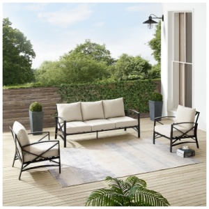 Kaplan Outdoor Sofa with 2 Chairs, Oatmeal