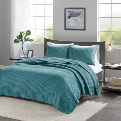 Keaton King/California King 3 Piece Quilt Set, Teal