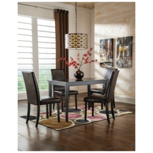 Kimonte Dining Table and 4 Chairs, Dark Brown