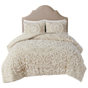 Laetitia King/California King 3 piece Tufted duvet cover set, Taupe