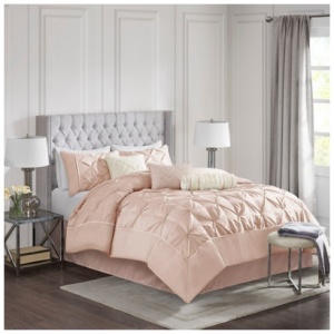 Laurel California King 7 Piece Tufted Comforter Set, Blush