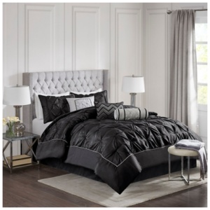 Laurel King 7 Piece Tufted Comforter Set, Black