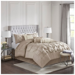 Laurel King 7 Piece Tufted Comforter Set, Taupe