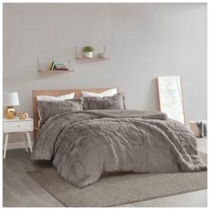 Leena Shaggy Faux Fur Twin/Twin XL Comforter Mini Set, Gray