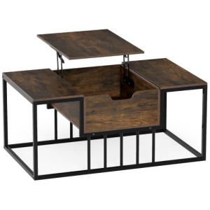 Lift Top Coffee Table Modern Center Table with Hidden Storage Compartment-Rusitc Brown