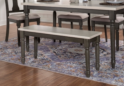 Linon 14" Wesley Dining Bench, Dark Gray