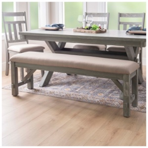Linon 60" Benton Dining Bench, Weathered Gray