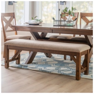 Linon 60" Kacey Dining Bench, Dark Hazelnut