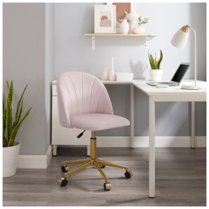 Linon Belle Home Office Desk Chair, Blush Pink