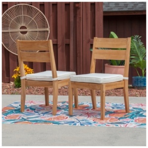 Linon Cary Outdoor Dining Chair (Set of 2), Natural