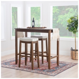 Linon Claridge Bar Height Dining Table and 2 Bar Stools Set, Gray/White