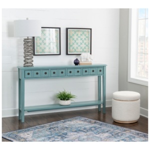 Linon Emily 4 Drawer Console Table, Teal