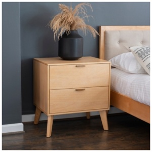 Linon Kade 25" 2 Drawer Nightstand, Natural