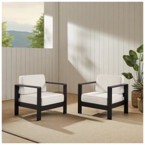 Linon Rosemary Outdoor Chairs (Set of 2), Black