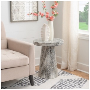 Linon Round Side Table, Black