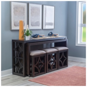 Linon Walter Console Table with 3 Stools, Umber