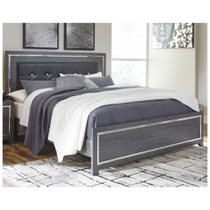 Lodanna King Upholstered Panel Bed, Gray